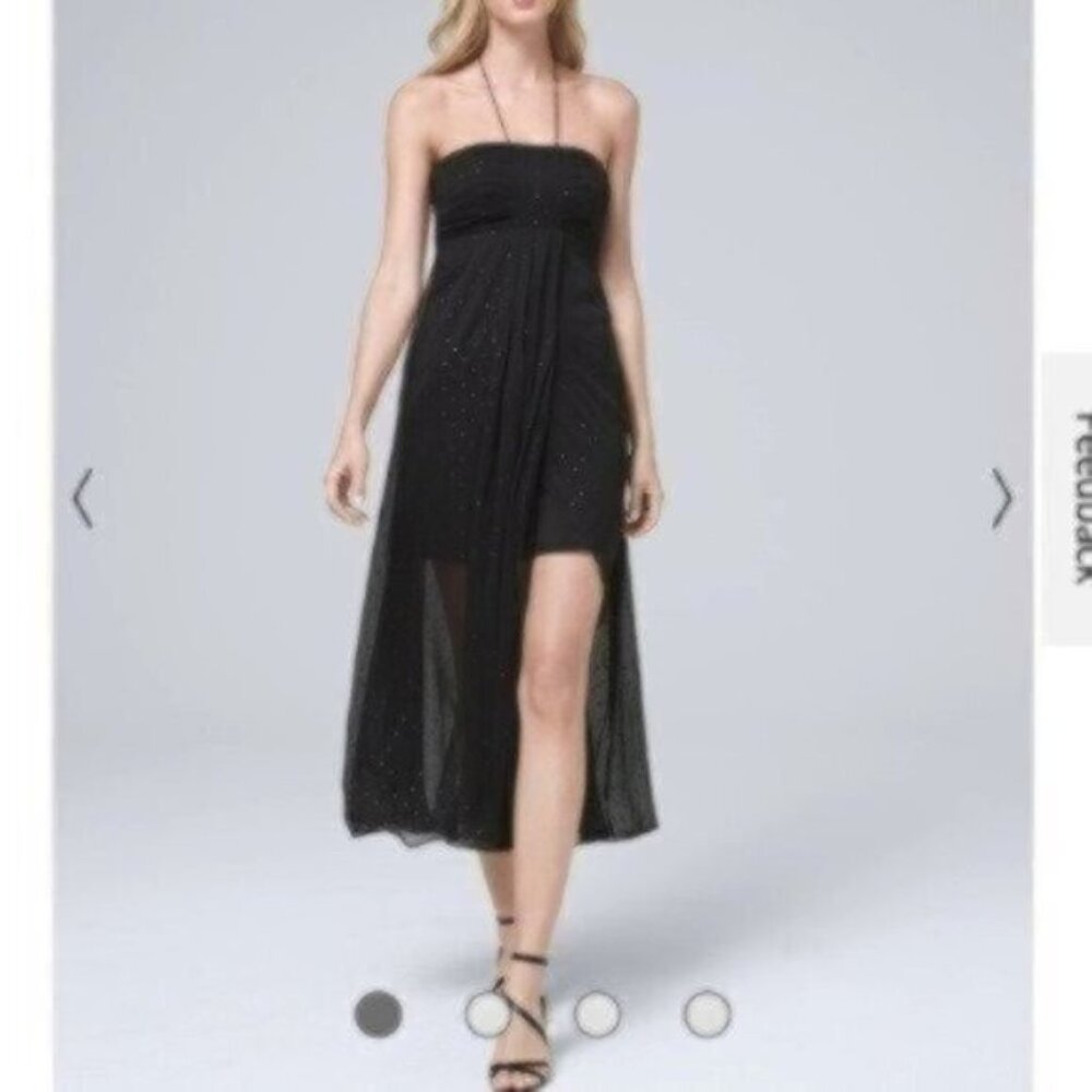 Strapless Black Overlay Evening Dress